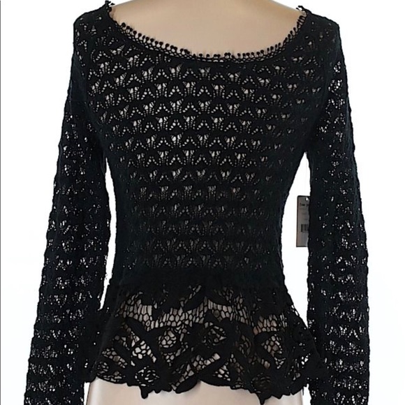 ♦️HP♦️FREE PEOPLE Black Lace Top w/ 3 ties in back - Picture 5 of 6